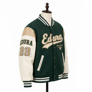 Blouson universitaire Legends pour homme, vert, avec broderie sur la manche, style Campus 23, style preppy, vêtement d'hiver, 100% laine respirante, fermeture avant - Product Image 3