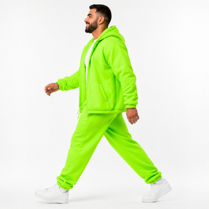 Men's Heavyweight Hooded Breathable Boxy Fit Oversized Fit Fleece Tracksuit Loopback Cotton Fleece <b>Winter</b> <b>Wear</b> Trendy - Product Image 3