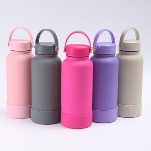 Botella de acero de doble capa ecológica para exteriores, termo para aventuras con taza incorporada con agarre de silicona. - Product Image 1