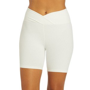 Shorts Deportivos de Cintura Alta con Corte en V para Mujer, con Textura Acanalada, Logotipo Personalizado OEM, para Yoga y Gimnasio, Fabricante Mayorista - Product Image 1
