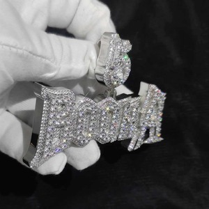 Collar llamativo con colgante de letra BOOMA estilo Iced Out, de Moissanita con micro pavé, estilo Hip Hop, para hombre, joyería llamativa - Product Image 5