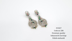 Pendientes Colgantes de Circonita Cúbica Multicolor 11627, Pendientes de Latón Chapado en Mehandi, Joyería Floral para Bodas y Fiestas - Product Image 4