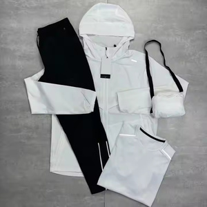 Ensemble de survêtement streetwear 100 % polyester respirant pour le sport en extérieur, ensembles de vêtements de sport décontractés coupe-vent avec logo personnalisé - Product Image 5