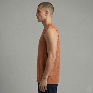 Vintage <b>Rust</b> Orange Pigment Dyed Tank <b>Top</b> Men's Worn-In Blank Muscle Tee Oversized Streetwear & Gym Workout Shirt - Product Image 4