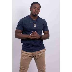 T-shirt da uomo con scollo a V in tessuto tri-blend - Product Image 1