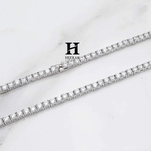 Luxury Round Brilliant Cut <b>VVS</b> Moissanite Tennis <b>Chain</b> 14K White Gold Over Silver Lab Grown Diamond Tennis Necklace Jewelry - Product Image 1