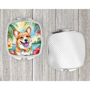 Espejo de maquillaje de viaje compacto Corgi Luau, espejo de bolsillo plegable de mano decorativo para mujeres y niñas, regalo - Product Image 4