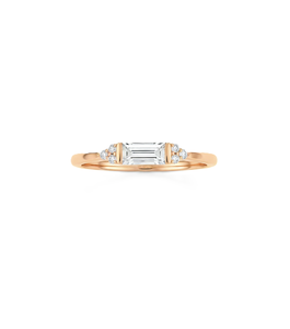 Anillo de Compromiso de Oro Sólido de 14K y 18K con Diamantes Cultivados en Laboratorio, Corte Baguette y Redondo, Anillo de Diamantes Minimalista, Anillo de Bodas para Mujer, Venta al Por Mayor - Product Image 2
