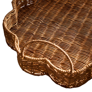 Bandeja de Servir Redonda de Ratán Exclusiva en Oferta, Diseño Festoneado, Material para Organización de Mesa de Cocina, Exhibición de Frutas - Product Image 3