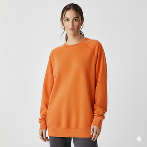 Sudadera de punto con cuello simulado y estampado para mujer, estilo oversize, de tela suave, manga larga, informal, estilo urbano, para otoño e invierno - Product Image 1