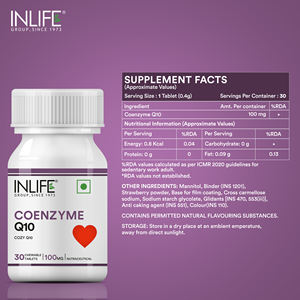 Comprimés à croquer de Coenzyme Q10 certifiés GMP 100mg, 30 comprimés/flacon, Vitamine pour l'énergie cellulaire et le soutien immunitaire, Adulte, OEM - Product Image 4