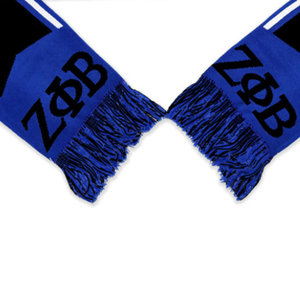 Écharpe en tricot Zeta Phi Beta ZPB noire et bleue, accessoire de mode élégant et chaud en acrylique pour l'hiver, idéal pour les fraternités et les sororités - Product Image 2