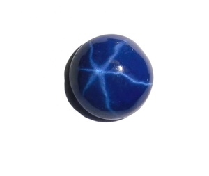 Zafiro Azul Estrella Redondo de 8x8 mm, 3.5 Quilates, Creado en Laboratorio, Cabujón Pulido con Efecto de Estrella de 6 Puntas, 4.5 mm de Altura, para Joyería - Product Image 3