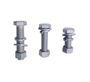 Hot Dip Galvanized Hex Bolt and Nut with Flat Spring Washer Heavy Duty Carbon Steel Hexagon <b>Fasteners</b> <b>Fastener</b> Bolt Kit - Product Image 2