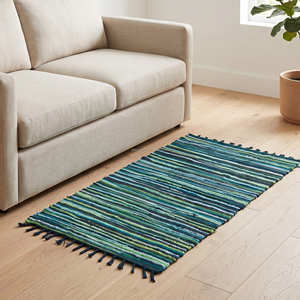 2.5' x 10' Colorful Recycled Cotton <b>Floor</b> <b>Runner</b> for Hallway Entryway Cottage Bohemian & Farmhouse Interiors - Product Image 3