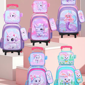 Children's Three-Piece School <b>Backpack</b> <b>Lunch</b> and Stationery <b>Bag</b> Set New 3D Design in Nylon Fabric for Primary Students - Product Image 4