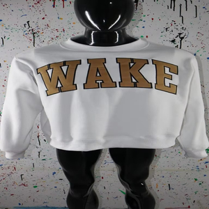 Sweat-shirt à col montant WAKE WHITE 100% coton avec broderie appliquée couleur sable, col large, CLUSH SPORTS - Product Image 1
