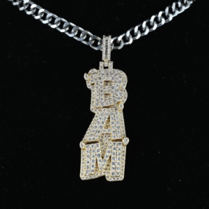 Hiphop Moissanite Pendant VVS Baguette 925 Silver Vertical Iced <b>Name</b> Letter Custom Pass Diamond Tester for Certified Unisex - Product Image 1