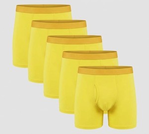 Paquete de 5 Calzoncillos Bóxer de Algodón Amarillo para Hombre, Corte Medio, Transpirables, Color Sólido, Lavables a Máquina, Tejido Ajustado - Product Image 3