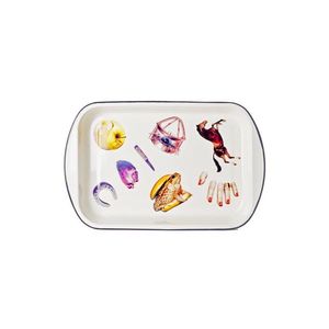Novedad: Bandeja de Servir de Metal Esmaltado, Estilo Vintage, Decorativa para el Hogar y la Cocina, para Uso en Interiores y Exteriores, con Patrón Personalizado - Product Image 3