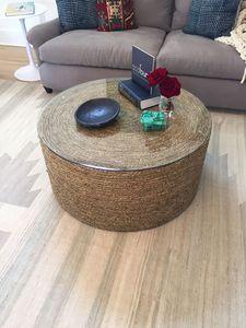 Table basse en corde pour l'intérieur et l'extérieur avec structure métallique et corde tressée durable pour ensemble de meubles de patio - Product Image 4