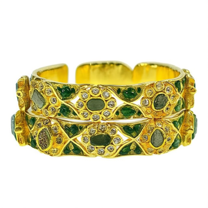 <b>Jade</b> Pearl Matte Gold Kada <b>Bangles</b> 2x6-Trendy Geometric Engagement Bracelet - Product Image 1