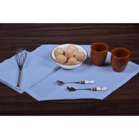 Serviettes de table en chambray tissé 100% coton, à franges, absorbantes, élégantes, bleues, couleur personnalisée, multi-usages, décoratives