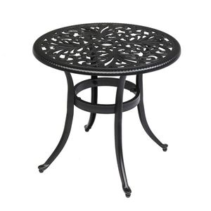 Phoenix Cast Aluminum Round Table Black Outdoor Bar Table Patio End Side Table Cocktail Table Stylish Tables Collection - Product Image 1