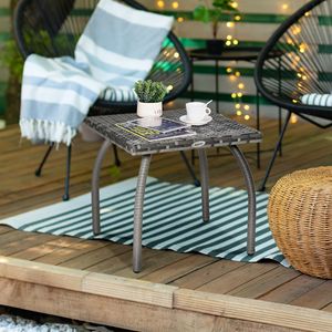 Tavolino da Esterno in Rattan Grigio per Giardino, Balcone e Cortile - Product Image 2