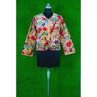 Manteau d'hiver en velours matelassé imprimé et tissé réversible pour femme, à manches trois-quarts, style safari, tricoté et respirant, vente en gros