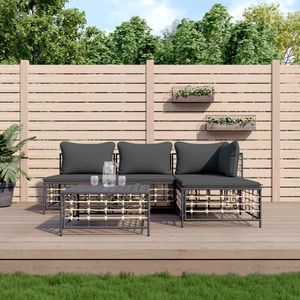Set Lounge da Giardino Antracite con Struttura in Acciaio, Divano a 3 Posti, Arredamento Esterno Contemporaneo - Product Image 1