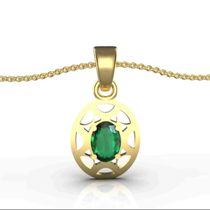 Collier ovale en émeraude de Zambie, argent sterling 925 plaqué or 14 carats, bijoux de luxe, pendentif pierre de naissance de mai - Product Image 1