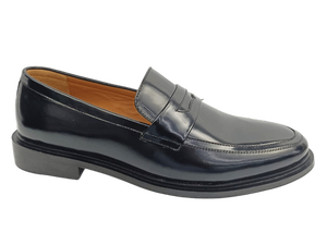 Mocasines de Cuero Negro para Hombre, Punta Redonda, Sin Cordones, para Oficina, Color Sólido, Suela de Goma, Entresuela de EVA, Antideslizantes, con Amortiguación de Aire - Product Image 1