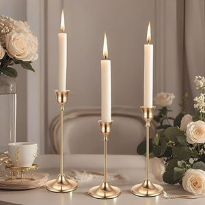 Set of 3 <b>Brass</b> <b>Candlestick</b> <b>Holders</b> Taper Candles Metal Candle <b>Holder</b> Vintage for Christmas Candle Light Dinners Weddings Parties - Product Image 4