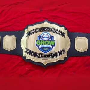 Cinturón de Campeonato Personalizado en Oro con Logotipo, Cinturón de Ganador con Placas Personalizadas, Trofeo Deportivo de Cuero PU - Product Image 2
