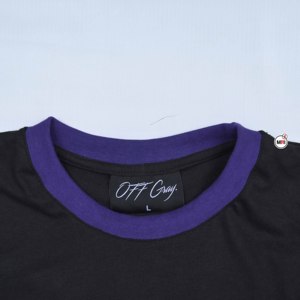 Camisetas de algodón negras para hombre, de manga corta, cuello redondo, estilo oversize, con estampado de letras blancas, estilo punk, ribete en contraste, logotipo personalizado, de secado rápido. - Product Image 5