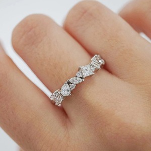 Multi <b>Stone</b> Wedding Band 1.35 ct 925 Silver Mixed Shape Ring Pear Marquise Round Princess Baguette Cuts - Product Image 5