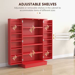 Credenza da Cucina in Rovere Massiccio da 104 cm, Mobile Autoportante con 5 Ripiani e Doppie Ante per Sala da Pranzo e Stoccaggio Domestico - Product Image 5