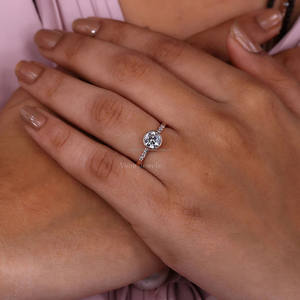 Solitaire Art déco Milgrain lunette bague de réglage en or massif 14 carats avec diamant de laboratoire de coupe ronde pour la fête porter bague cadeau elle - Product Image 2