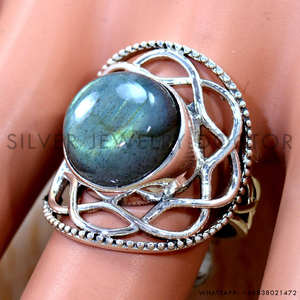 Bagues en argent sterling 925 massif avec pierre précieuse naturelle labradorite, bagues classiques, prix de gros, bijoux en argent - Product Image 2