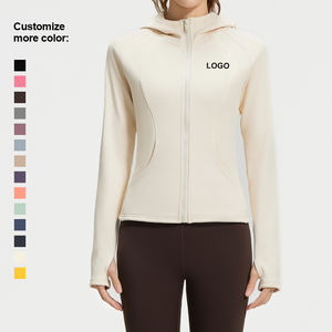 Veste de sport unie pour la gym et le yoga avec poches, veste de yoga blanche pour l'entraînement matinal, veste de yoga slim à séchage rapide - Product Image 4
