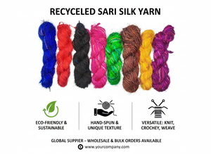 Fil de soie de sari chenille multicolore teint à la main, écologique, antibactérien, recyclé, texture douce, pour tricot, crochet et tissage - Product Image 6