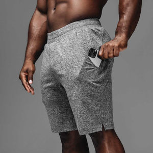 Shorts Bermuda en coton uni pour homme, taille élastique, décontracté, respirant, taille mi-haute, gris - Product Image 5
