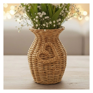 Jarrón de Flores Clásico de Mimbre con Asas, Cesta Moderna de Mimbre Orgánico, Urna Boho para Centro de Mesa, Sala de Estar - Product Image 4