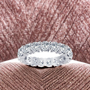 Anillos de Compromiso y Promesa de Eternidad de Lujo en Oro Sólido de 10K con Baño de Rodio y Moissanita, Unisex, Regalo de Aniversario y Boda - Product Image 5