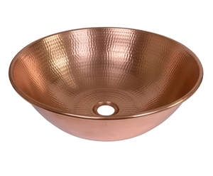 Évier de cuisine élégant en cuivre fait main, cuve unique ronde, finition rustique polie, installation sur plan - Product Image 4