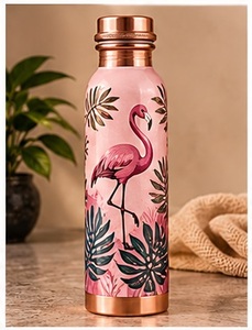 Purple Galaxy Moon Stars Copper <b>Water</b> <b>Bottle</b> with Copper Lid Portable <b>Metal</b> Flask - Product Image 3