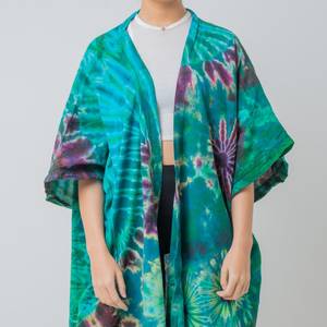 Vêtements de plage personnalisés Bohème blanc impression florale numérique pour femmes été Robe Kimono enveloppante à manches longues en dentelle avec pompon - Product Image 3