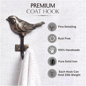 Crochets muraux doubles en métal peu encombrants, robustes, en fer, pour la maison, l'hôtel et le bureau - Product Image 3