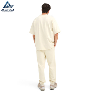 เสื้อยืดผู้ชายคอตตอนแบบเรียบ สั่งทำขายส่ง OEM ทรงหลวม ไหล่ตก ผ้าหนา แขนสั้น - Product Image 4